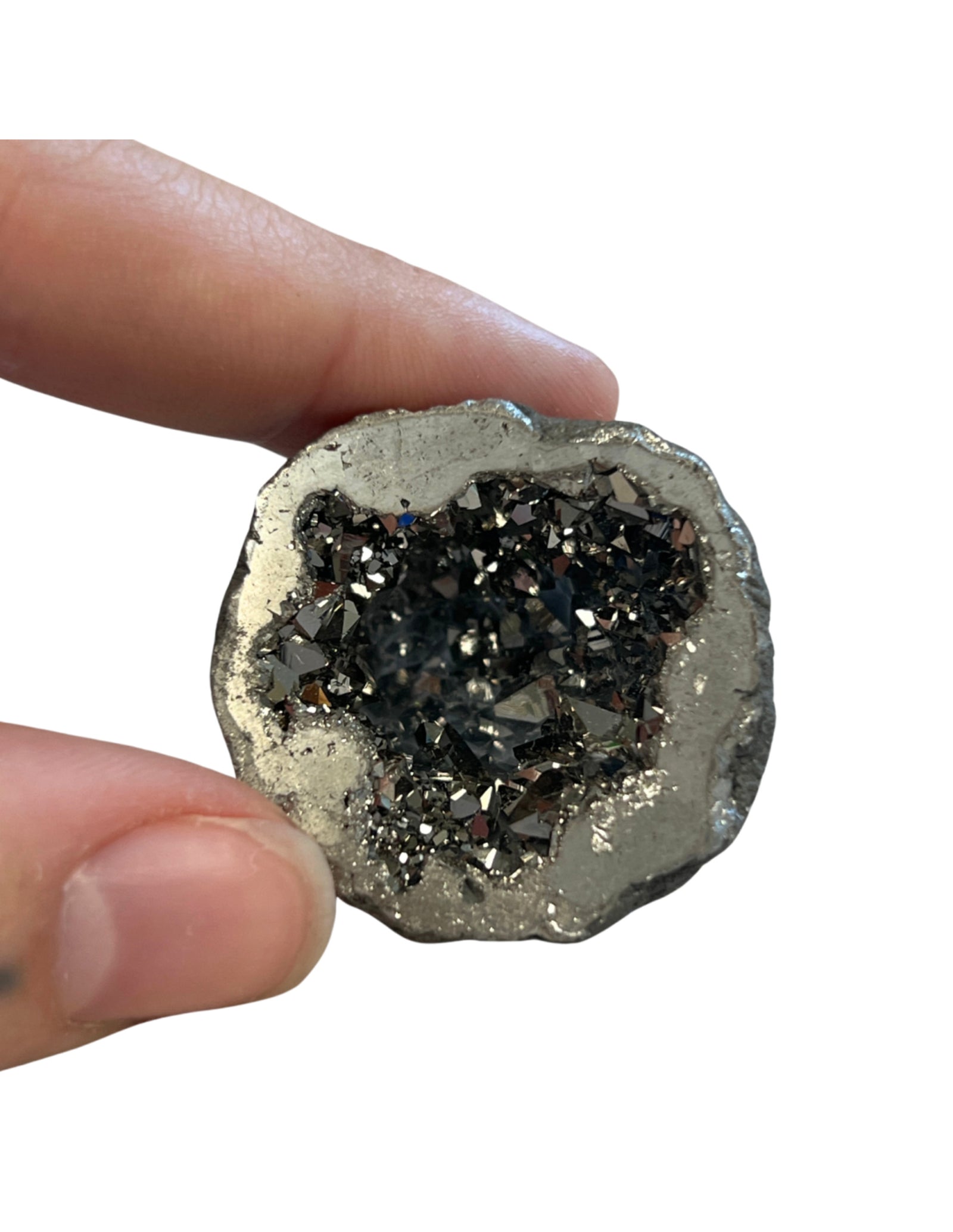 Bergkristal geode zilverkleur (synth) 2,5 - 5 cm
