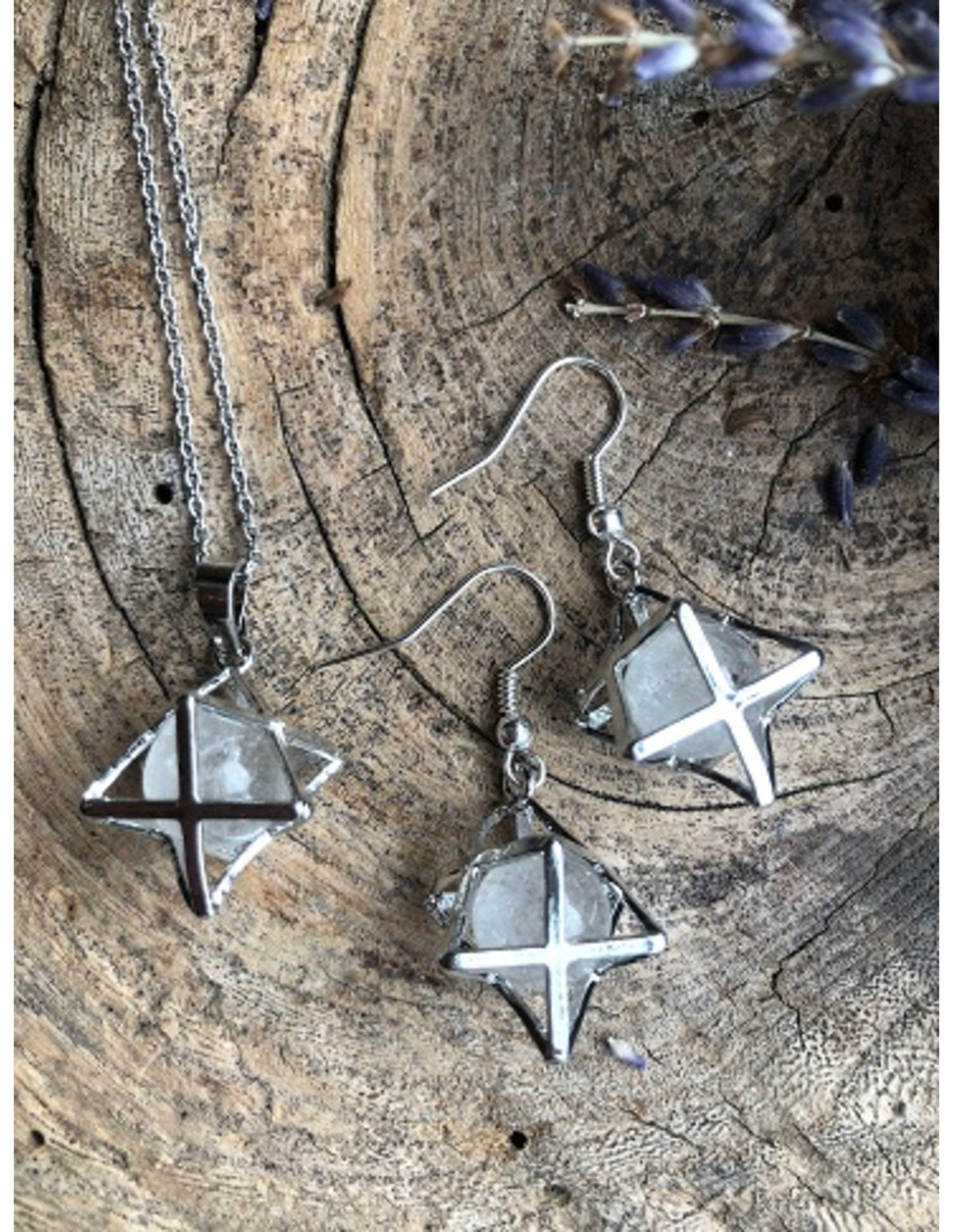 Bergkristal Merkabah sieraden set