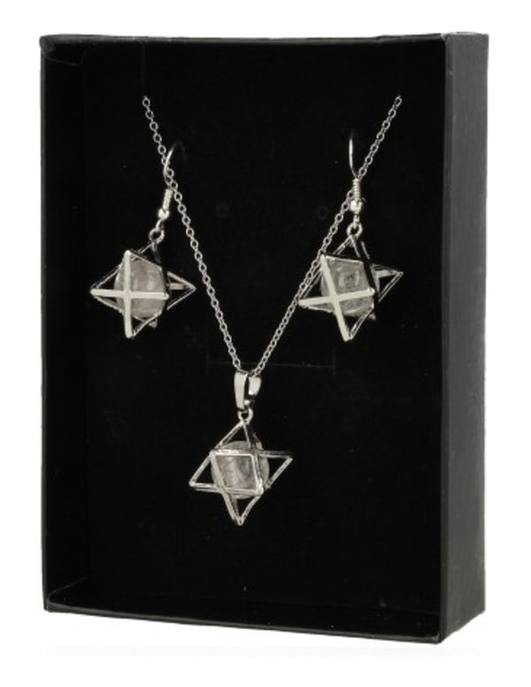 Bergkristal Merkabah sieraden set