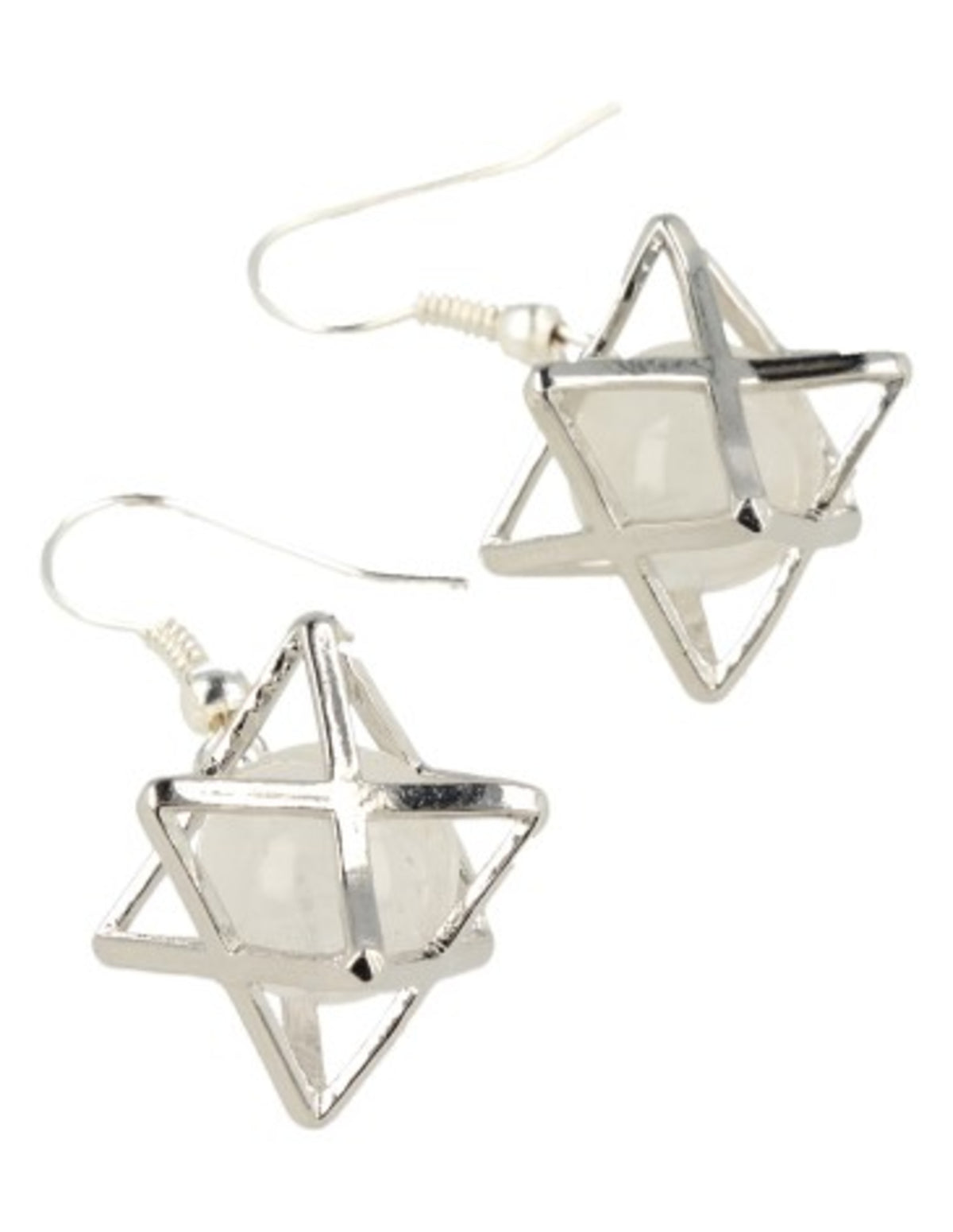 Bergkristal oorbellen merkabah