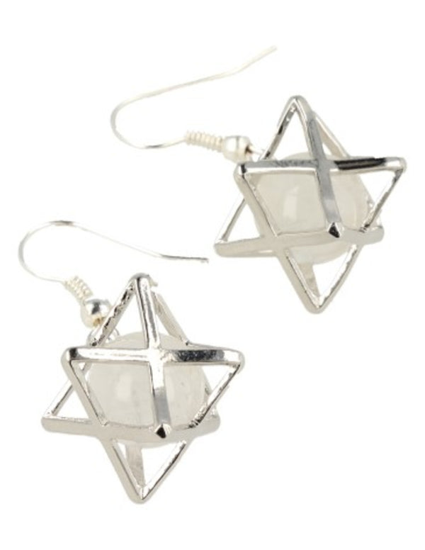 Bergkristal edelsteen oorbellen merkabah