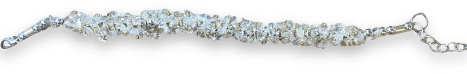 Bergkristal splitarmband cluster met sluiting