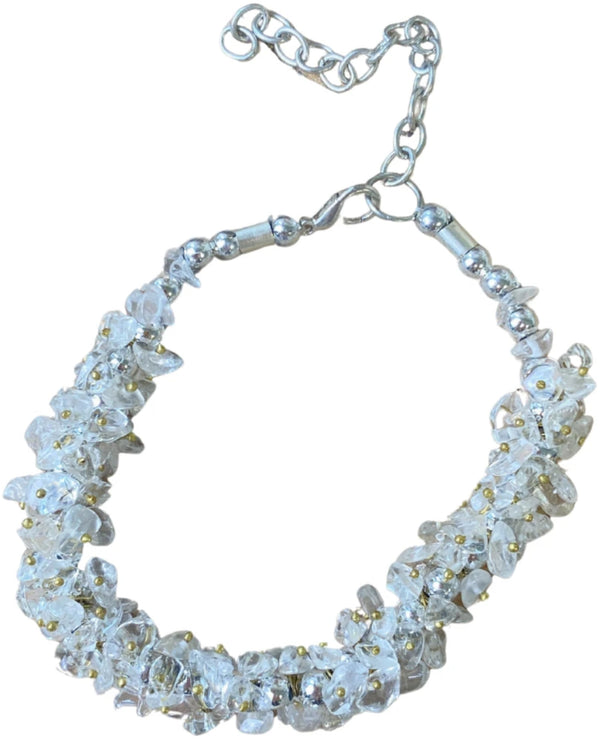 Bergkristal edelsteen splitarmband cluster met sluiting