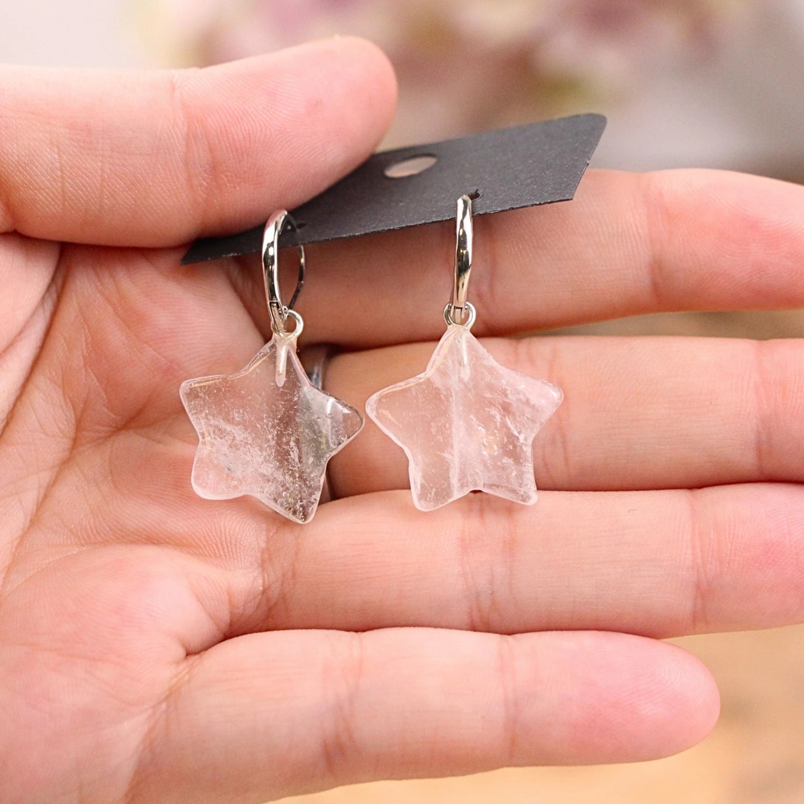 Bergkristal ster oorbellen - fashion jewelry