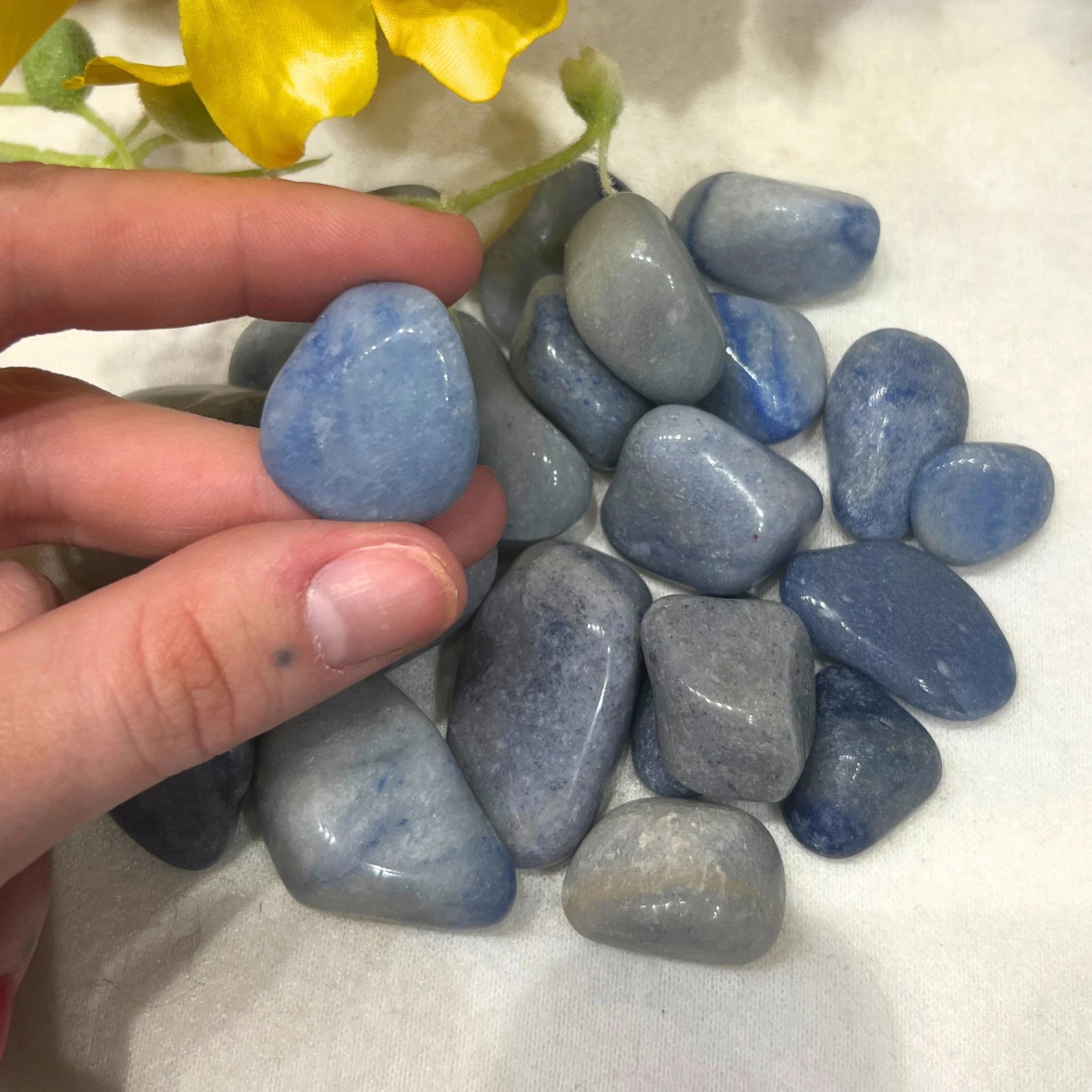 Blauwe kwarts 250 gr. trommelstenen (mt3)
