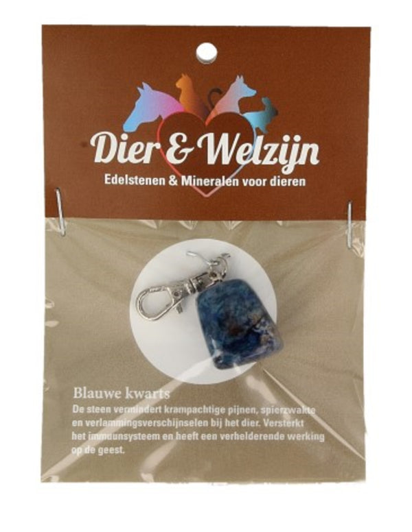 Blauwe kwarts halsband hanger Dier & Welzijn (bijgekleurd)
