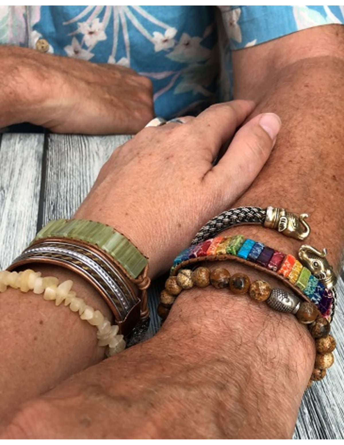Blauwe kwarts leren armband gipsy-style