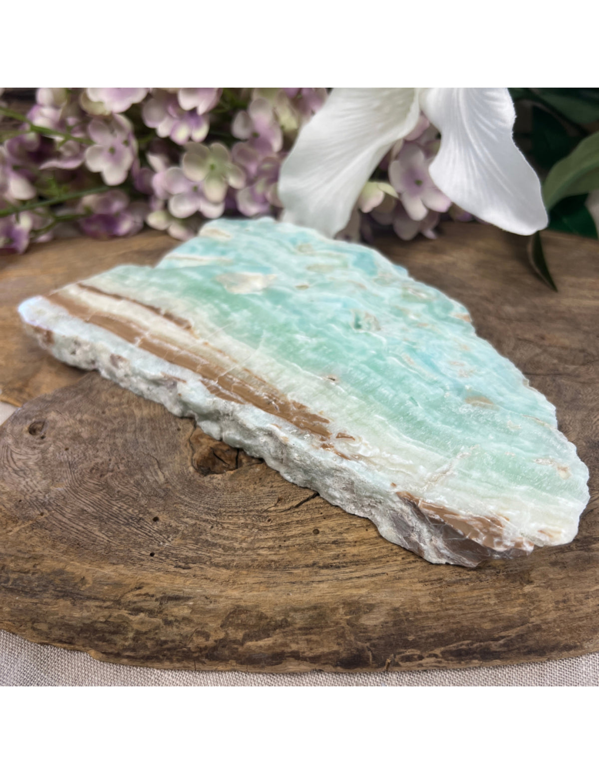 Calciet Caribbean blue edelsteen schijf nr.07
