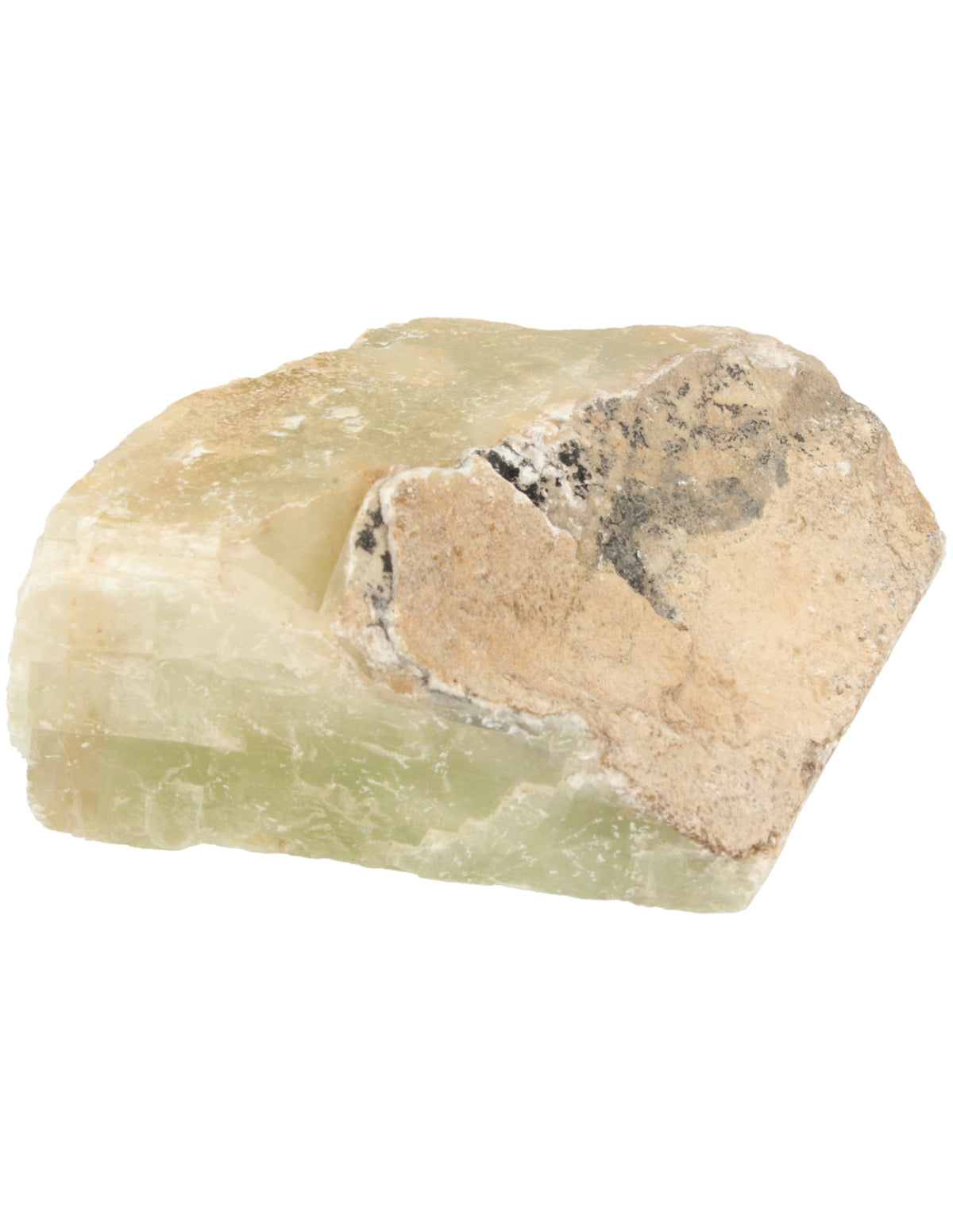 Calciet groen dubbelspaat ruw stuk 1,25 - 1,5 kilo