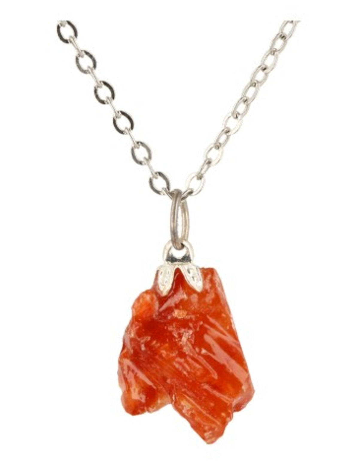 Calciet rood ruw edelsteen hanger