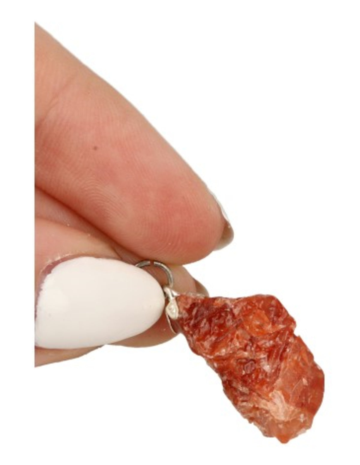 Calciet rood ruw edelsteen hanger