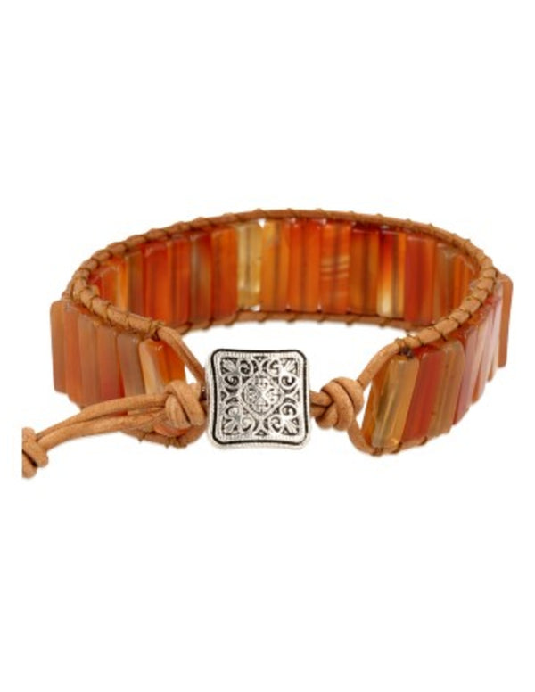Carneool leren armband gipsy-style