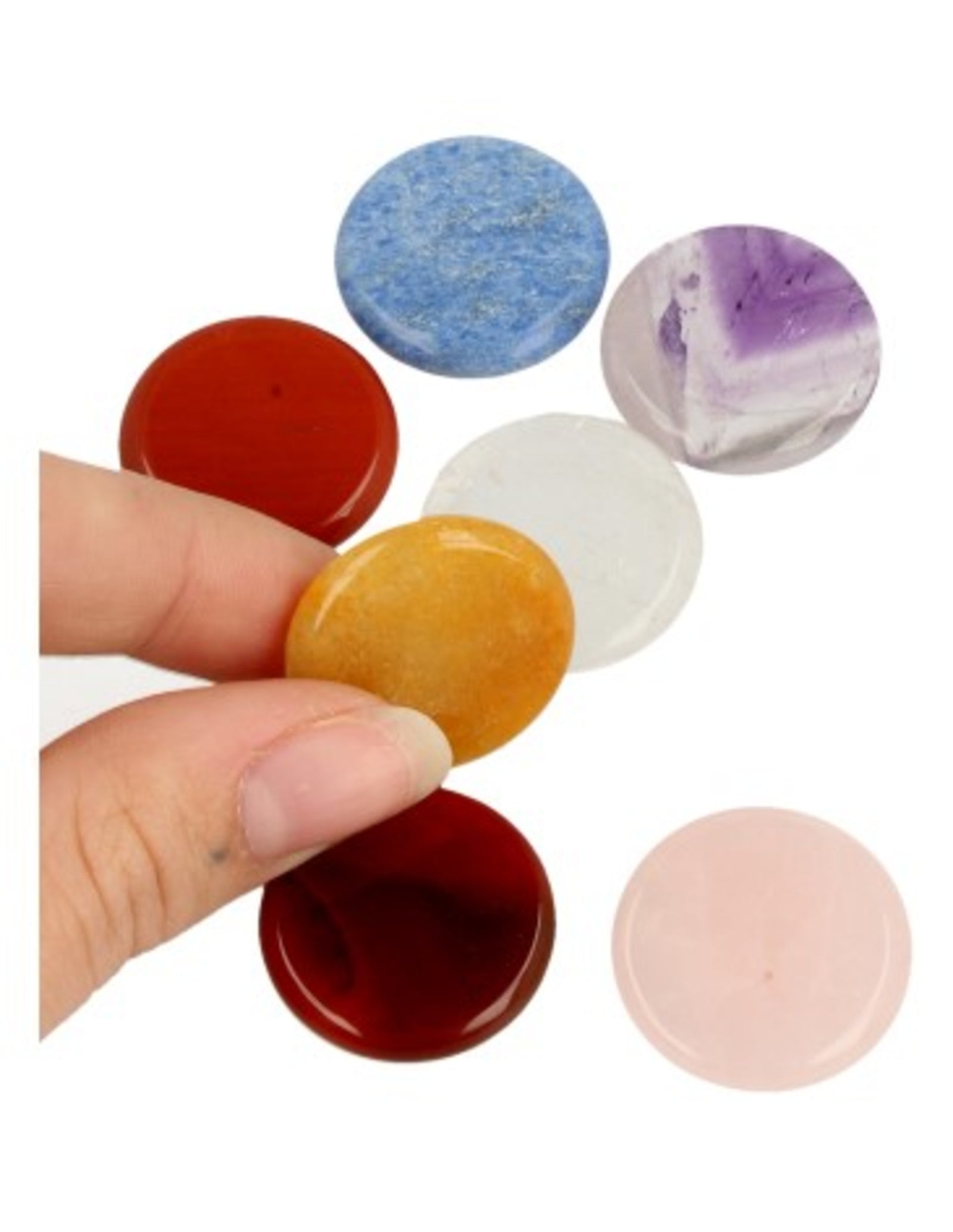Chakra oplegstenen set rond in buidel