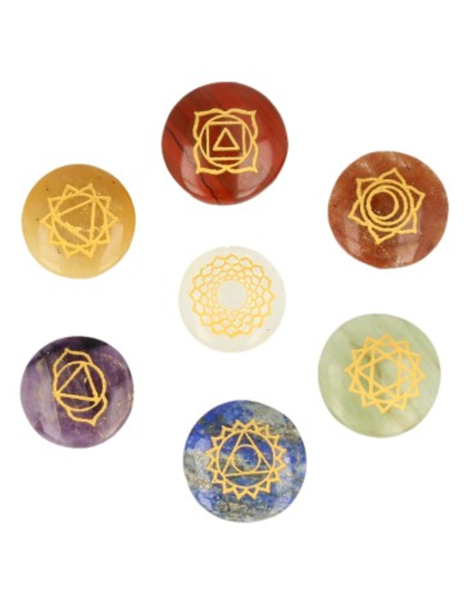 Chakra schijfstenen set in chakrabuidel