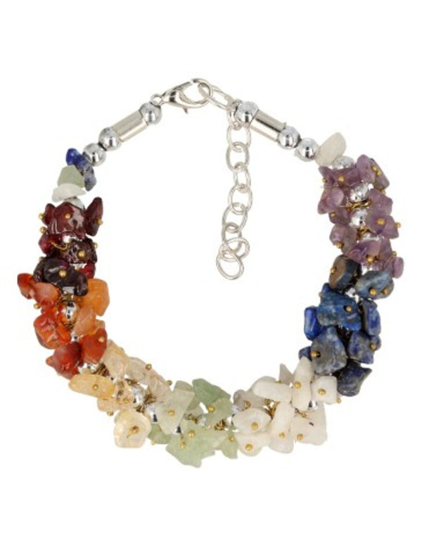 Chakra edelsteen splitarmband cluster met sluiting