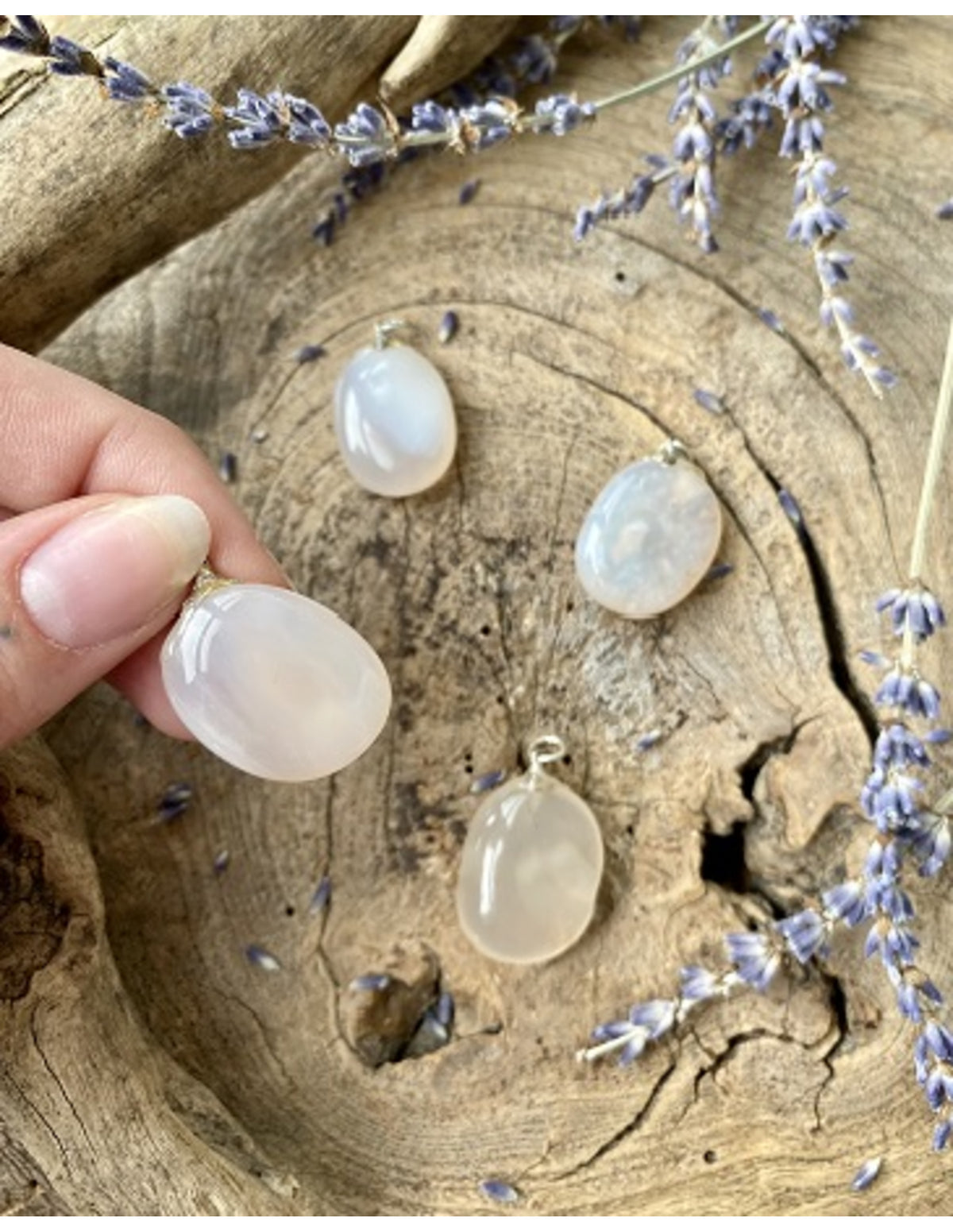 Chalcedoon roze edelsteen hanger