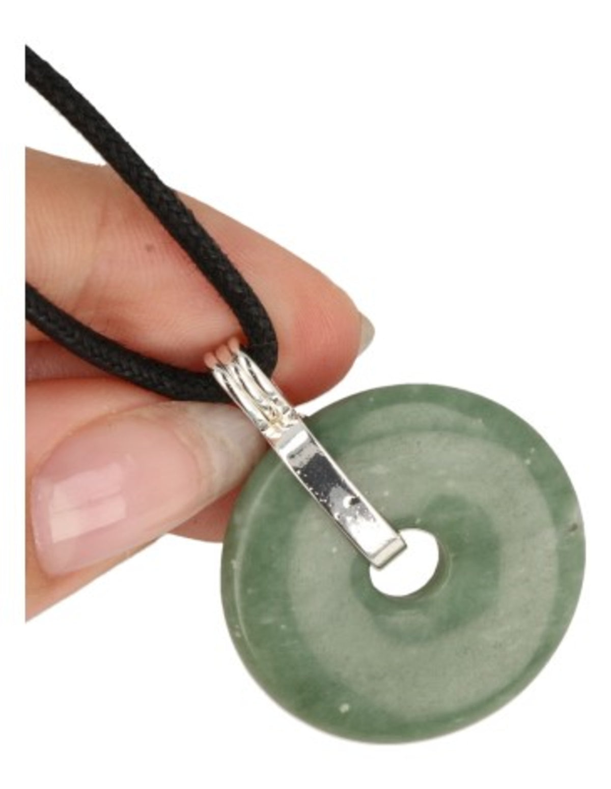 Chinese Jade donuthanger 30 mm aan koord