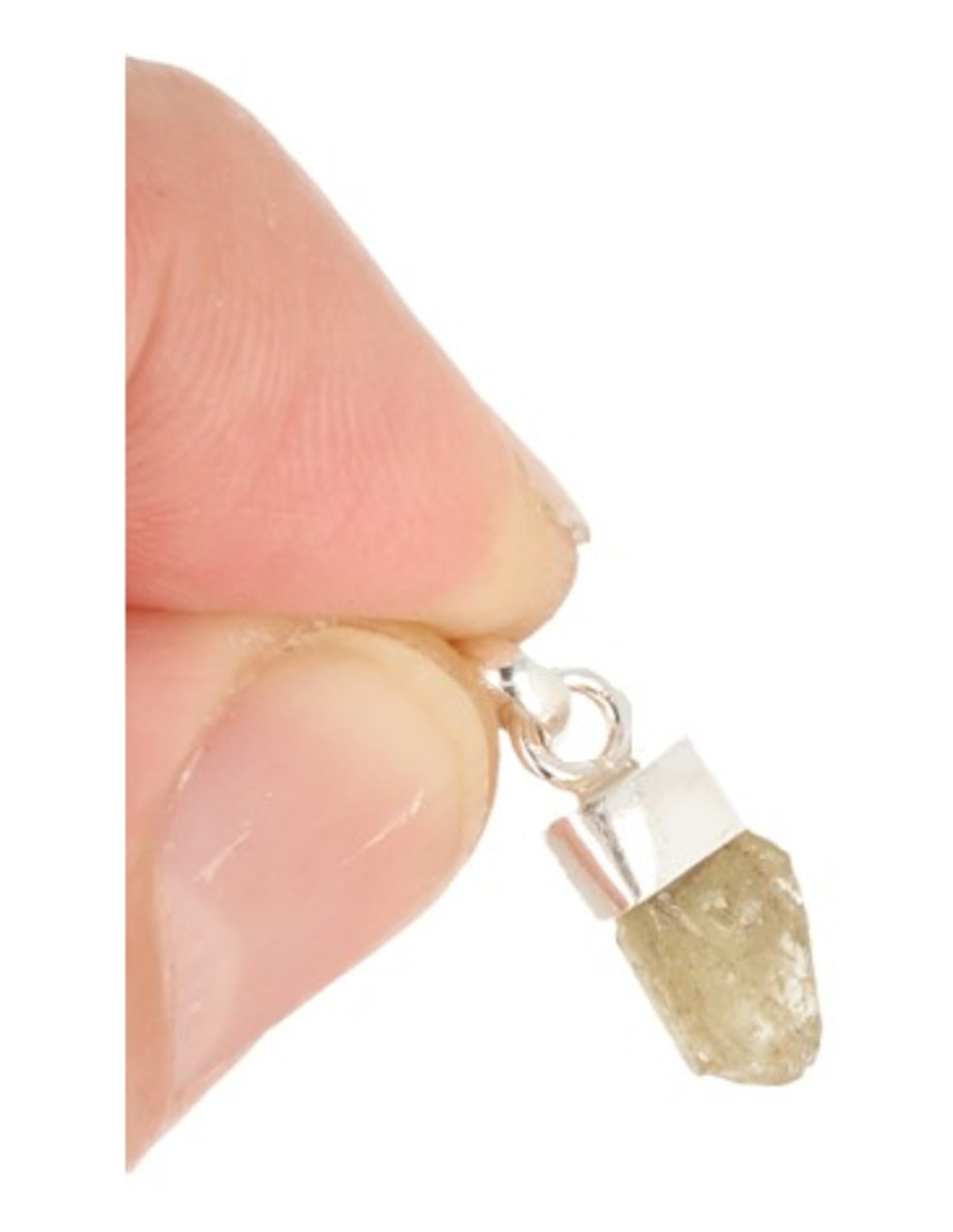 Chrysoberyl hanger met zilveren kapje
