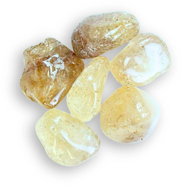 Citrien natuur 50 gr. edelsteen trommelstenen (mt3) met info