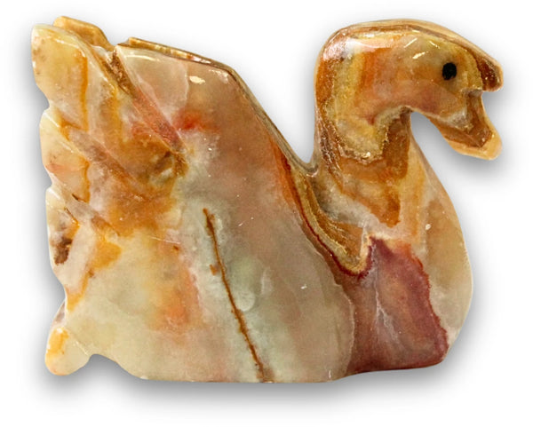 Dierfiguur Zwaan Aragoniet (Onyxmarmer)