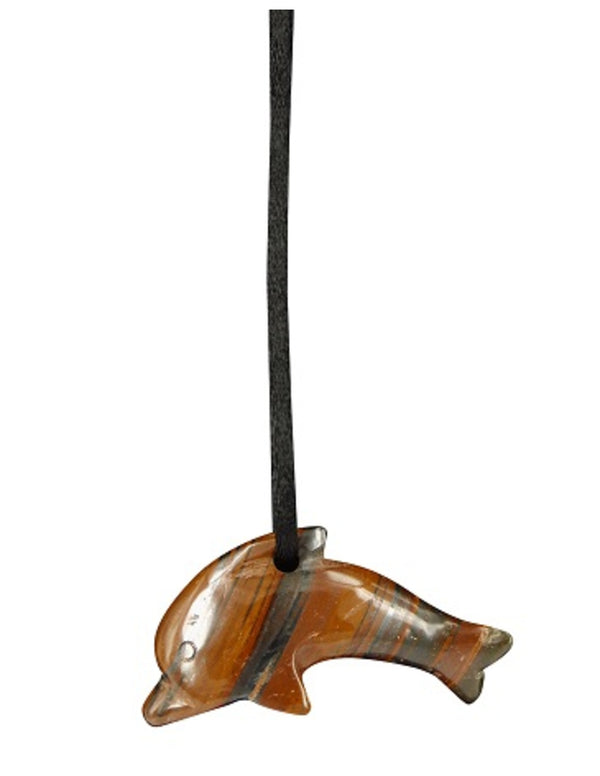 Dolfijn hanger Tijgeroog / Tijgerijzer doorboord