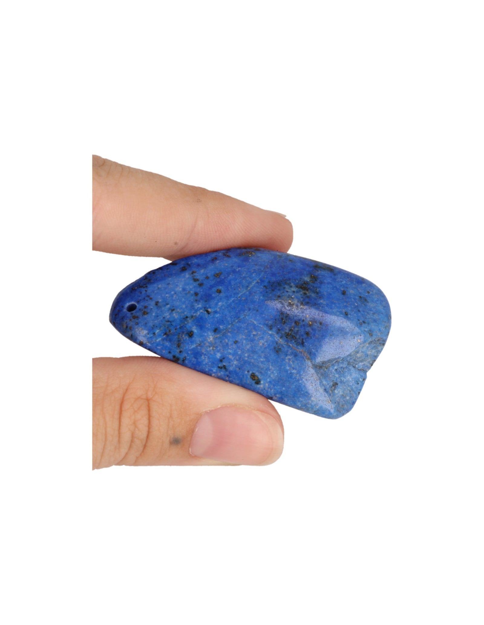 Doorboorde hanger Lapis half gepolijst