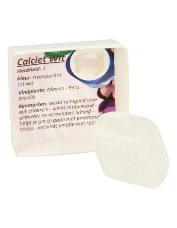 Ruwe witte calciet in doosje