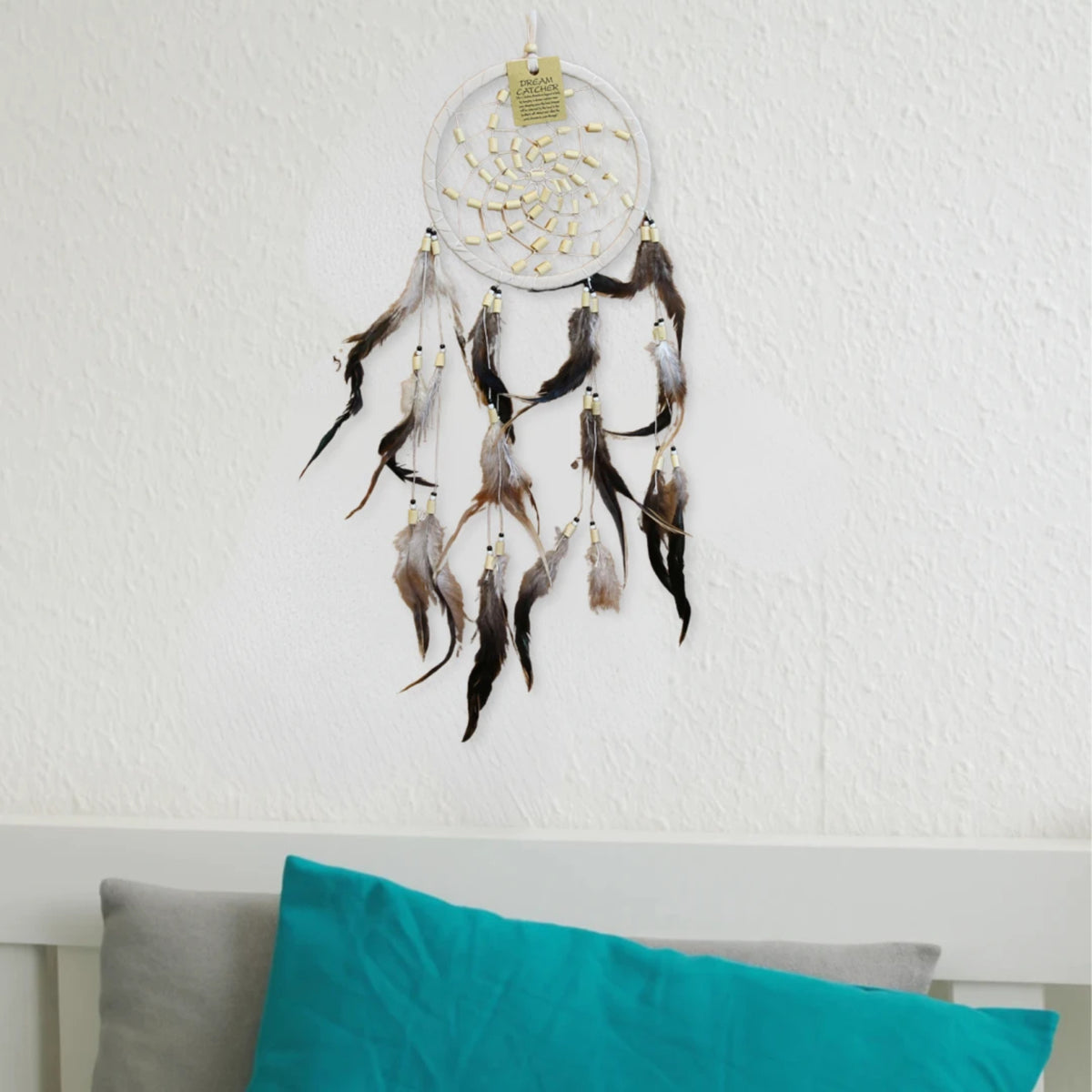 Dromenvanger -Beige- Suede met bamboe kralen 17cm