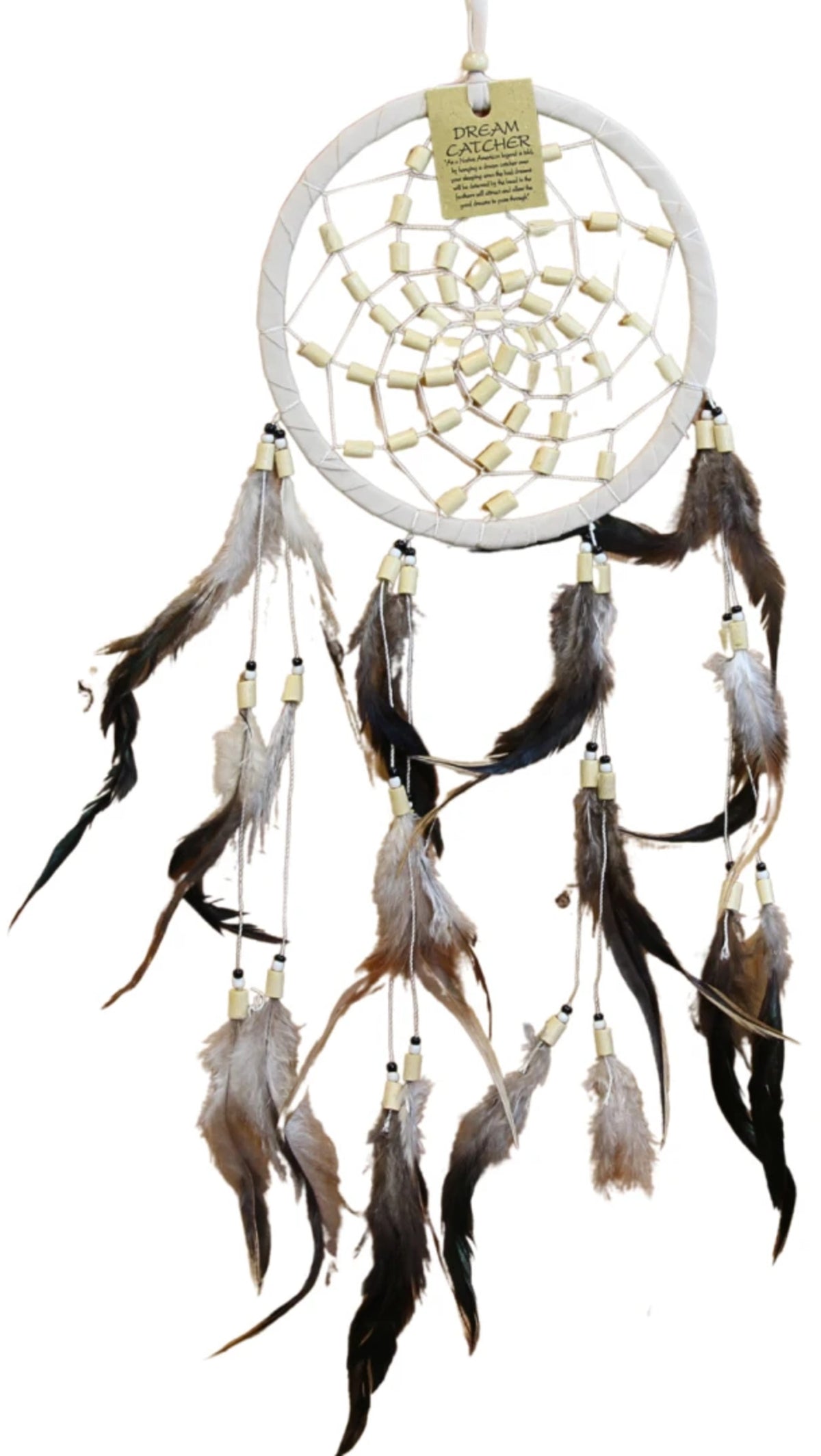 Dromenvanger -Beige- Suede met bamboe kralen 17cm
