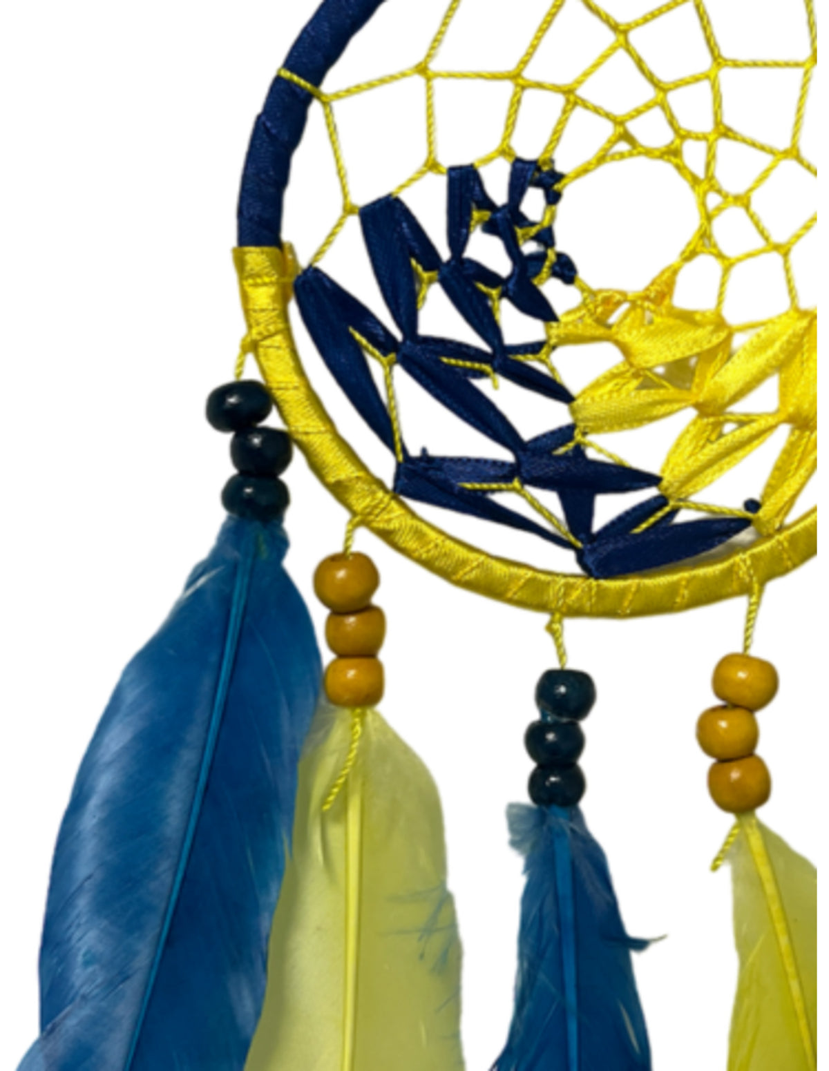 Dromenvanger dreamcatcher -22cm - Wave - Blauw & Geel