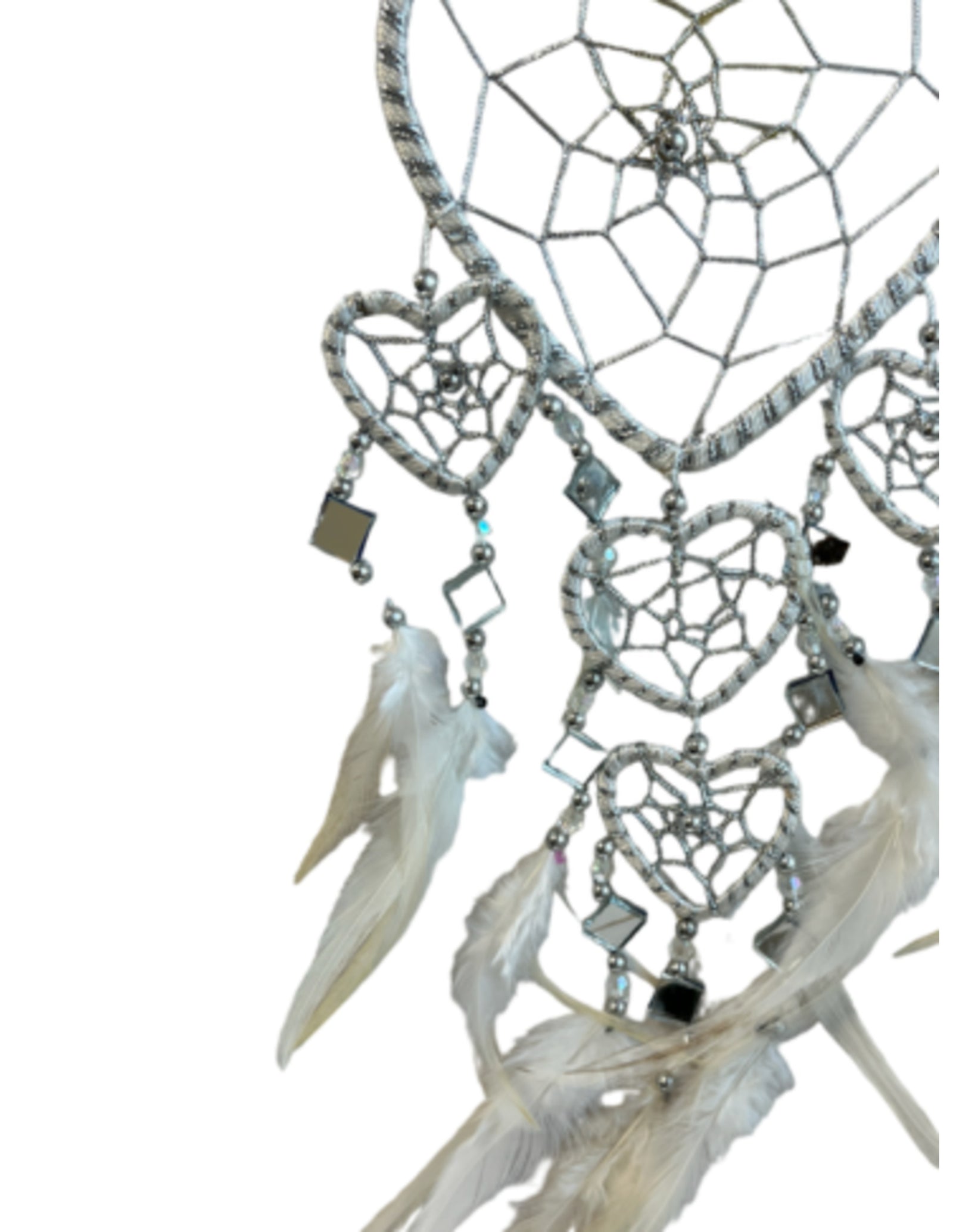 Dromenvanger hartje met spiegels - wit - 11 cm - Dreamcatcher