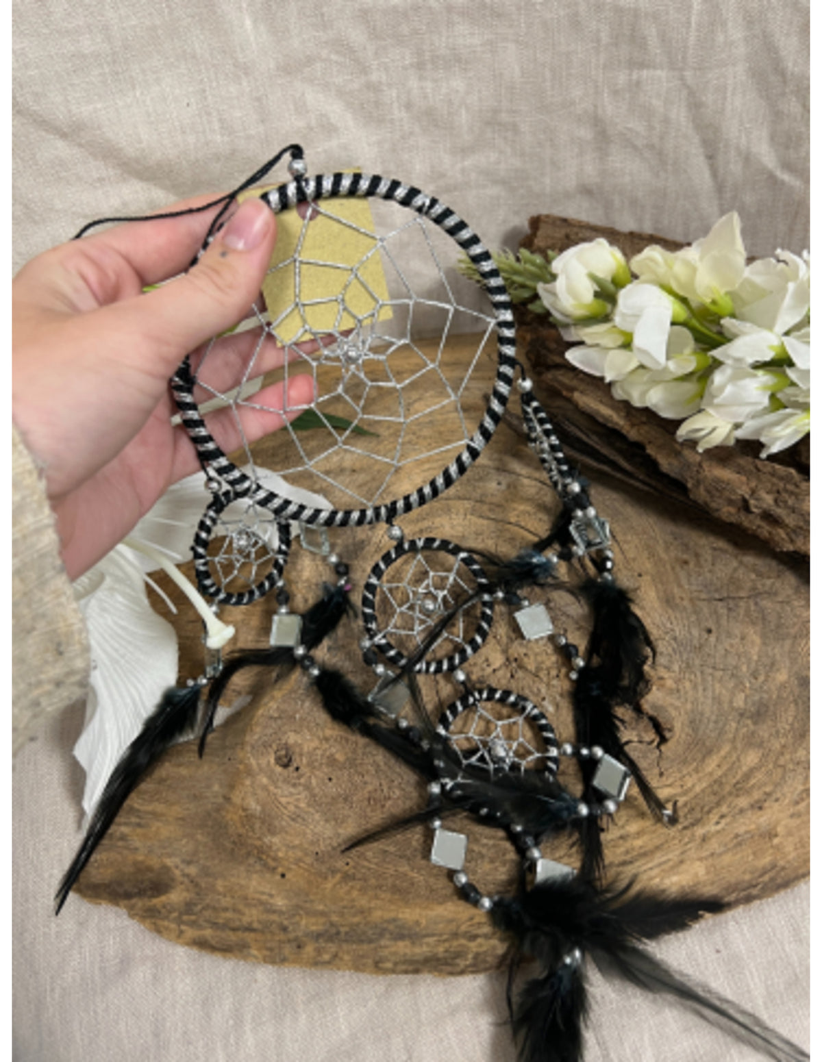 Dromenvanger - Spiegel - 11cm - Zwart - Dreamcatcher