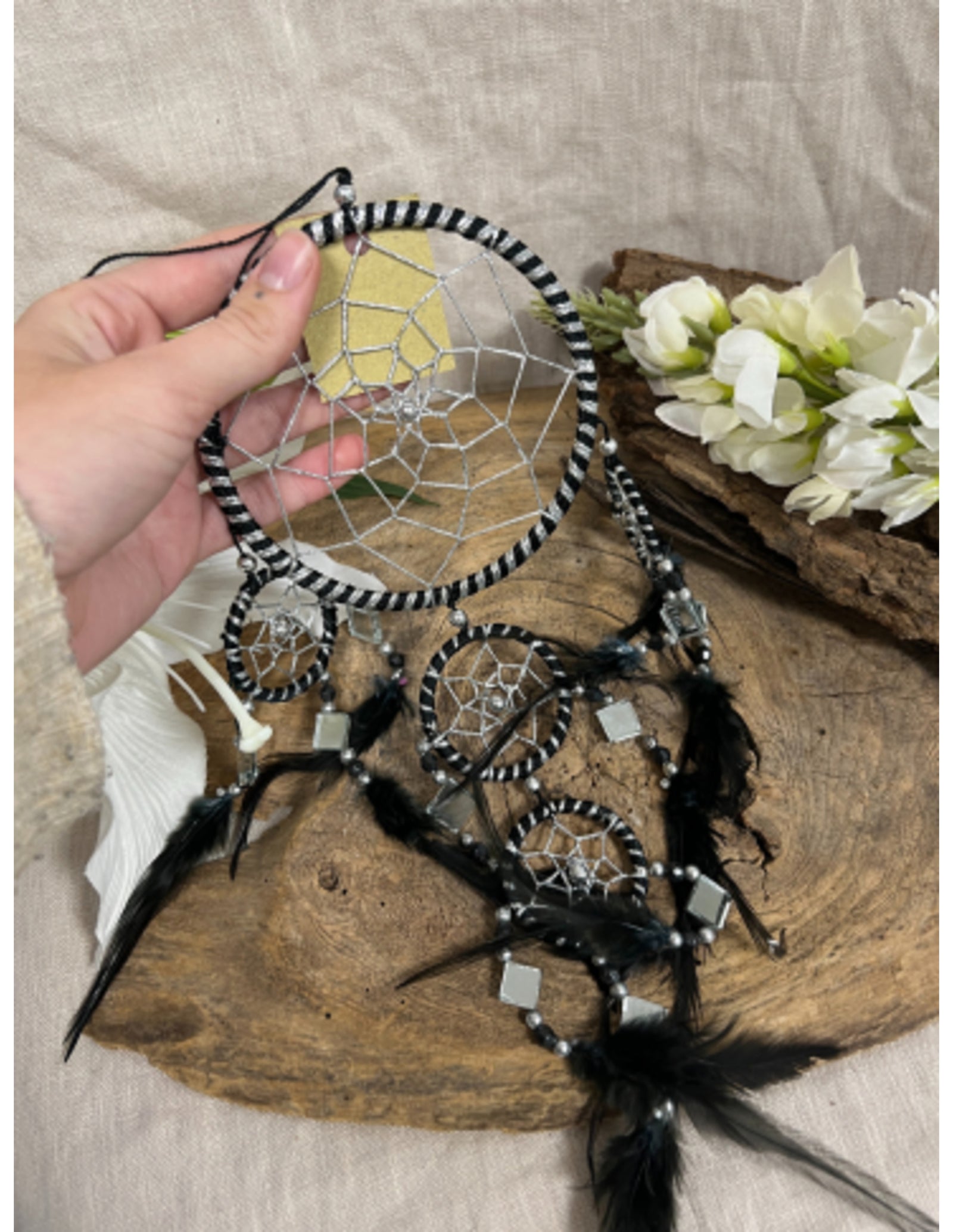 Dromenvanger - Spiegel - 11cm - Zwart - Dreamcatcher