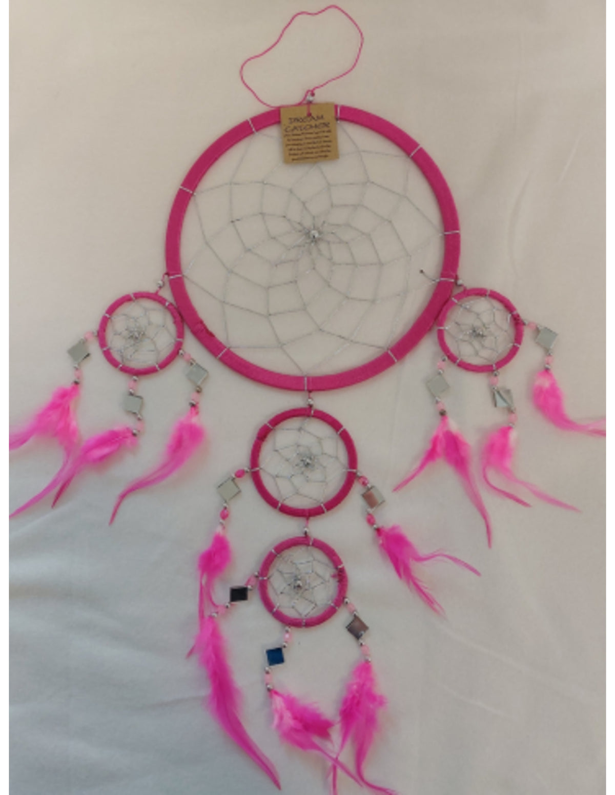 Dromenvanger - spiegel - 22cm - roze - Dreamcatcher