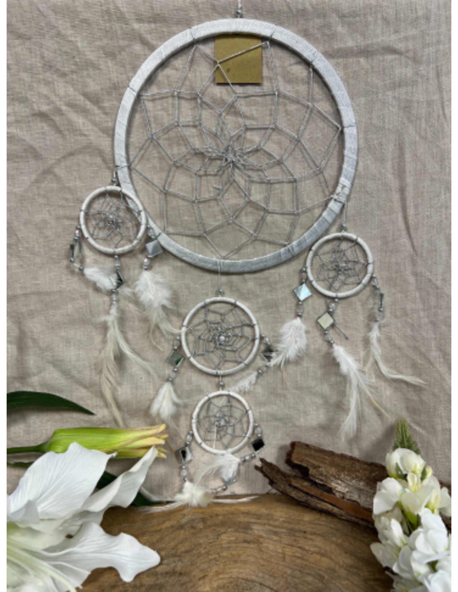 Dromenvanger - Spiegel - 22cm - wit - Dreamcatcher