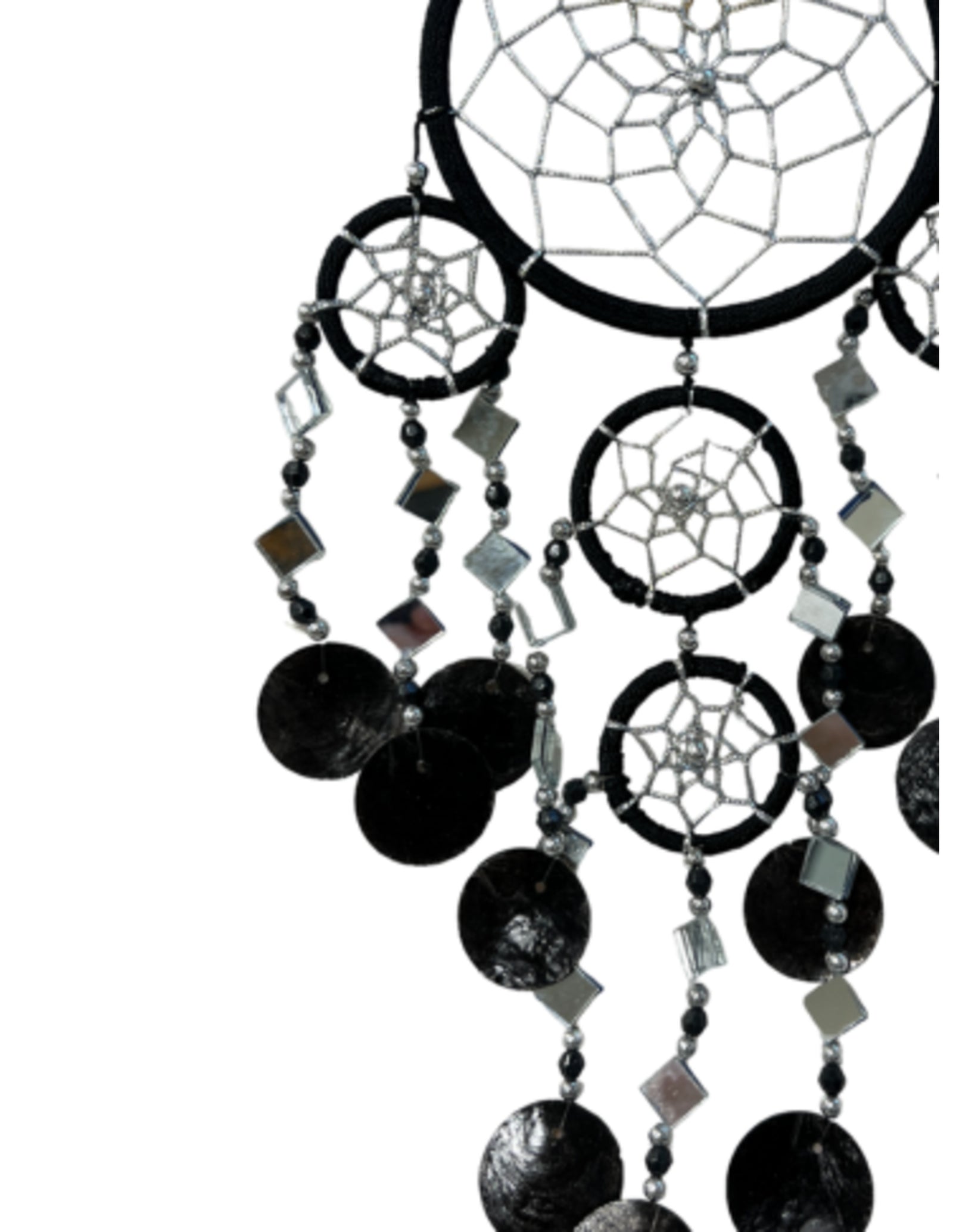 Dromenvanger spiegel-schelp 11 CM - Zwart - Dream Catcher