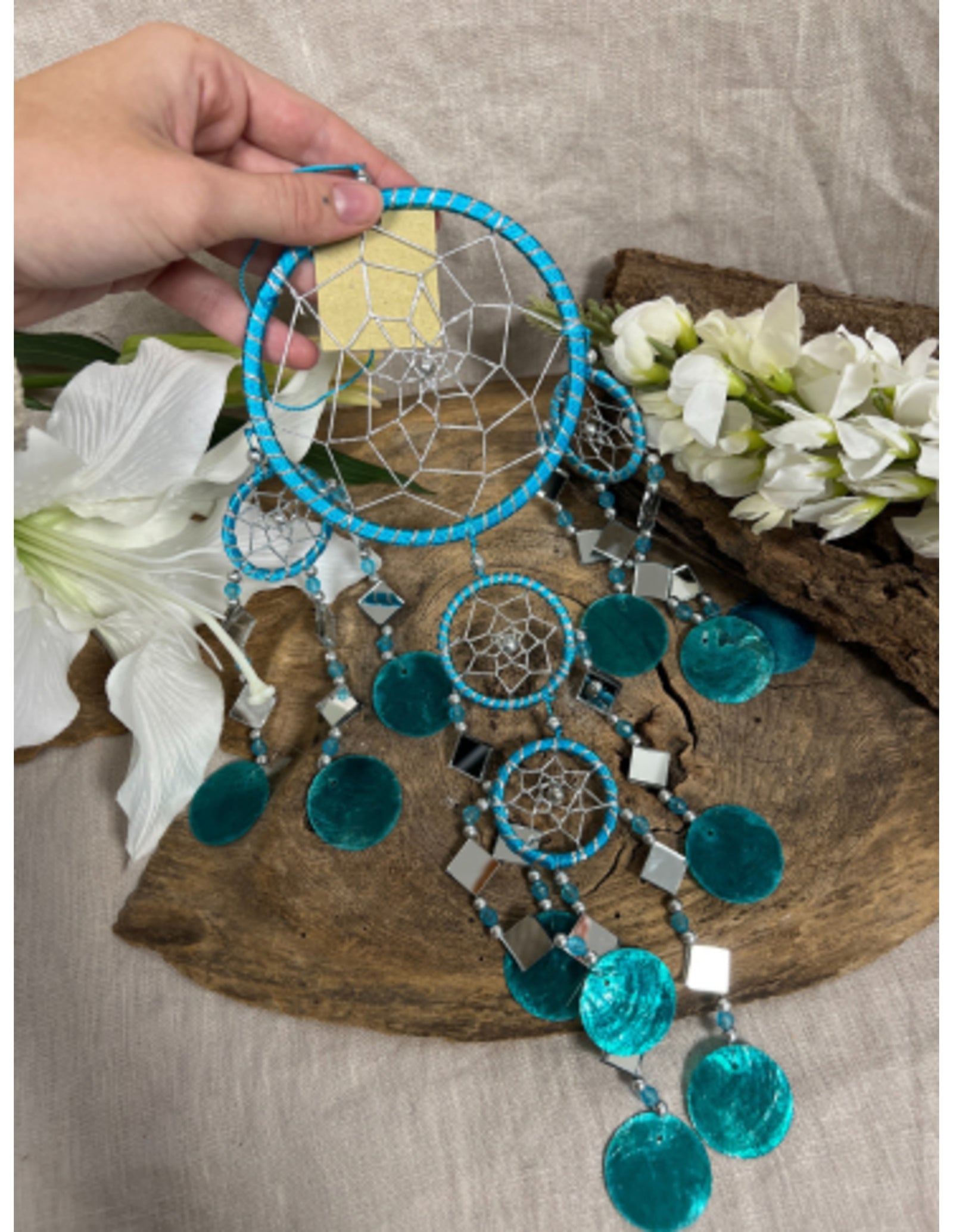 Dromenvanger spiegel-schelp 11CM - Turquoise
