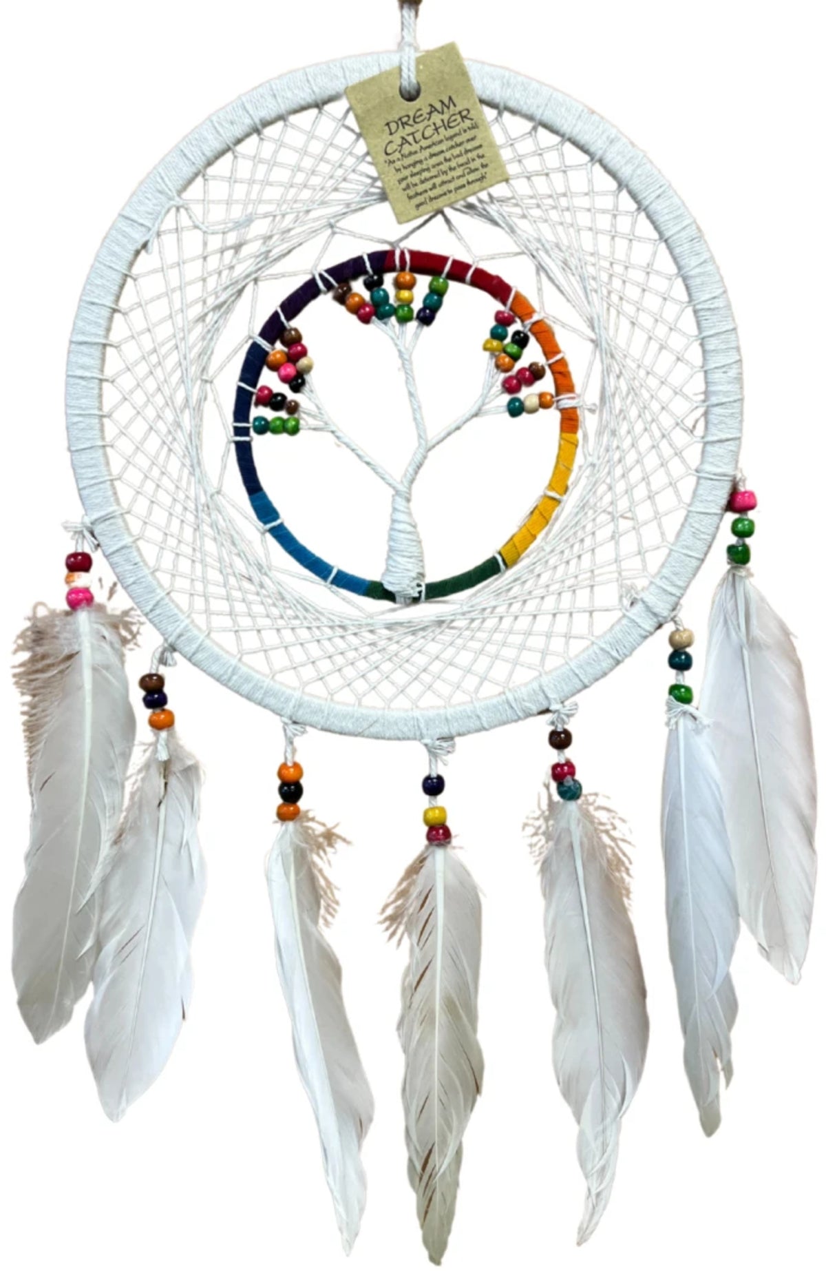 Dromenvanger Tree of Life Rainbow & White - Regenboog Kralen - 22cm