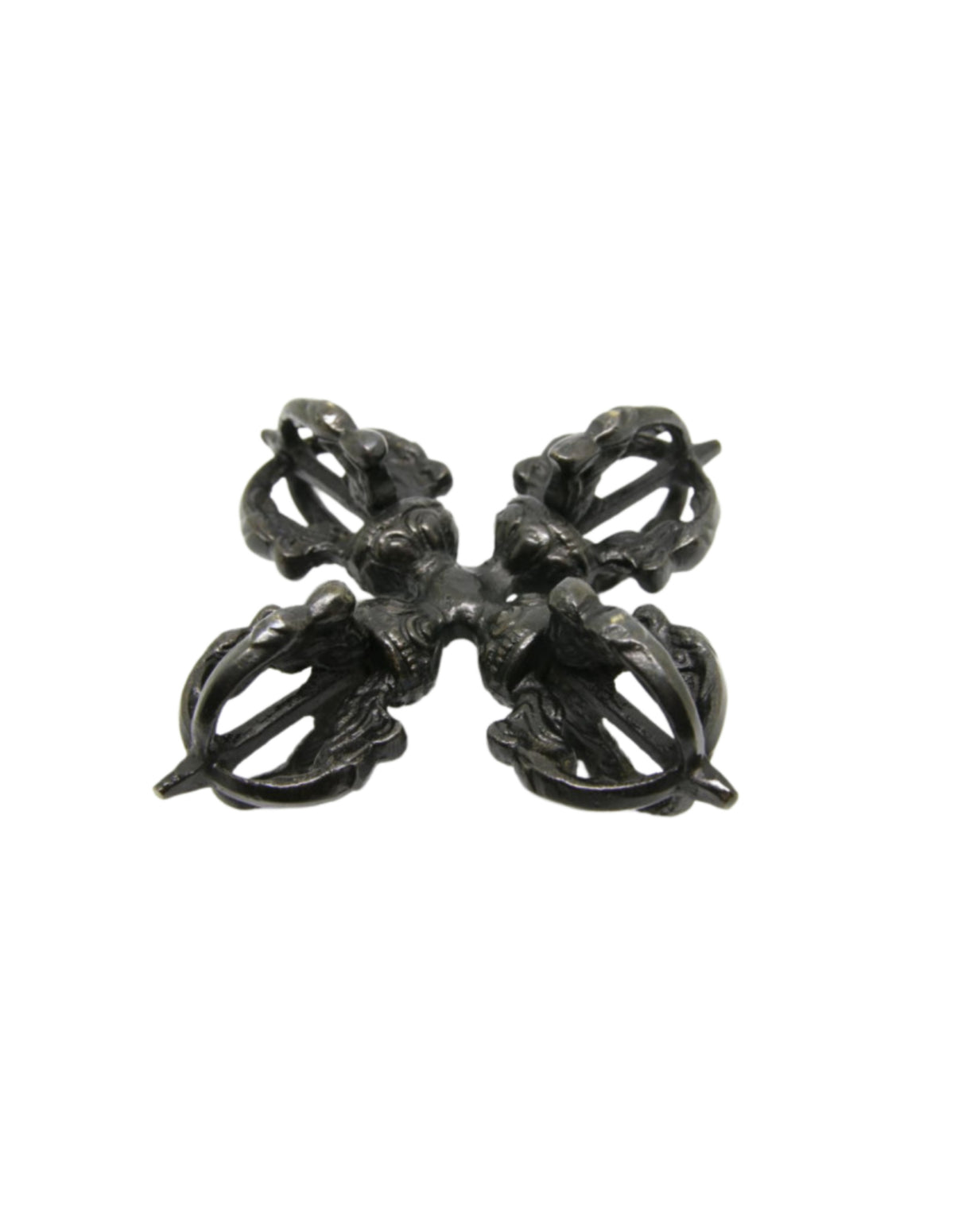 Dubbele dorje messing 10 cm - zwart