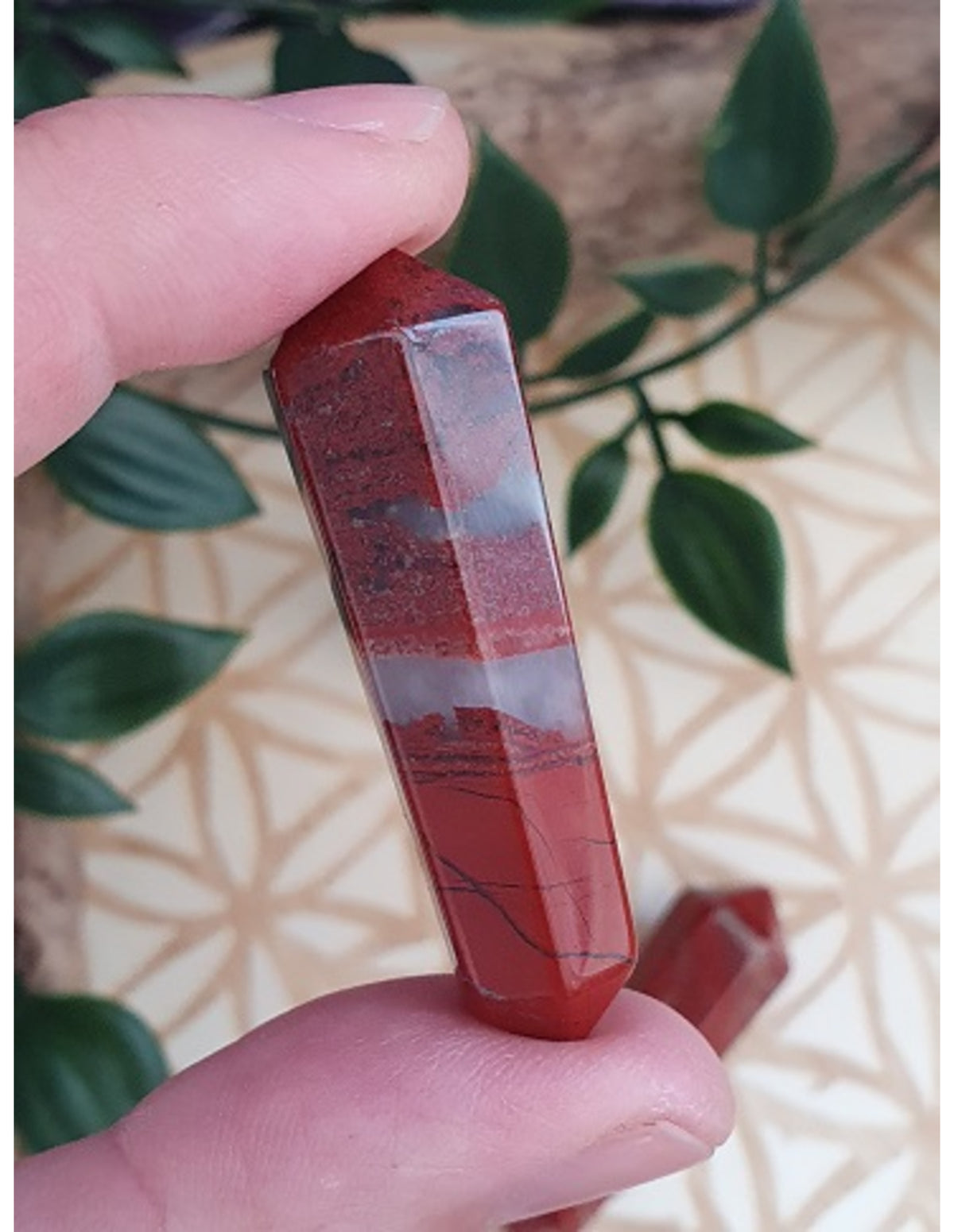 Dubbeleinder 50 mm Jaspis rood