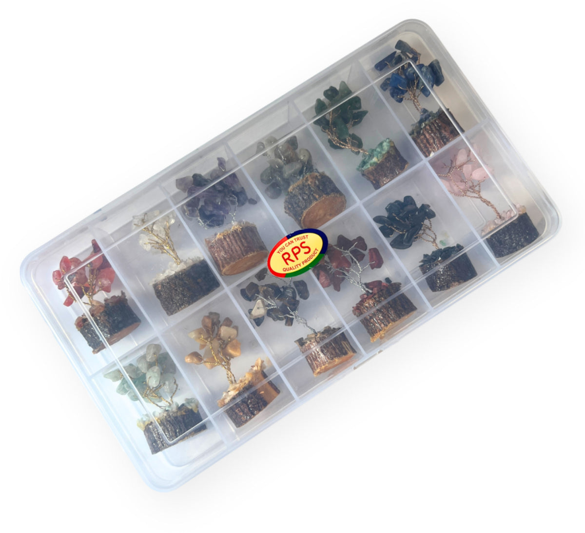 Edelsteen boompje 6 cm - Giftbox 12 stuks