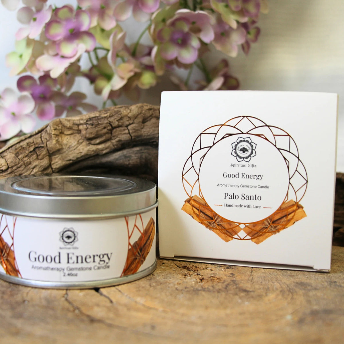 Edelsteen Geurkaars - Good Energy met Carneool - in blik