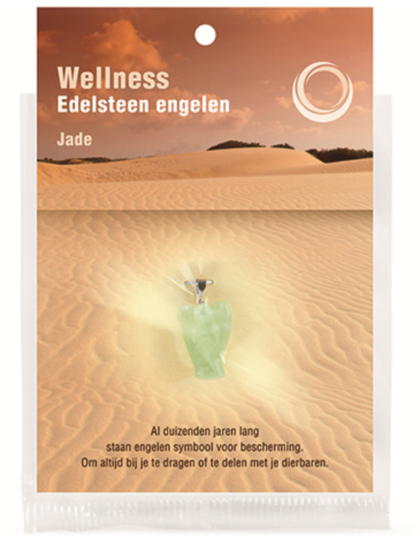 Jade Serpentijn edelsteen engelen hanger + kaart