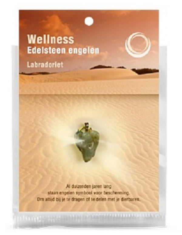 Labradoriet edelsteen engelen hanger + kaart
