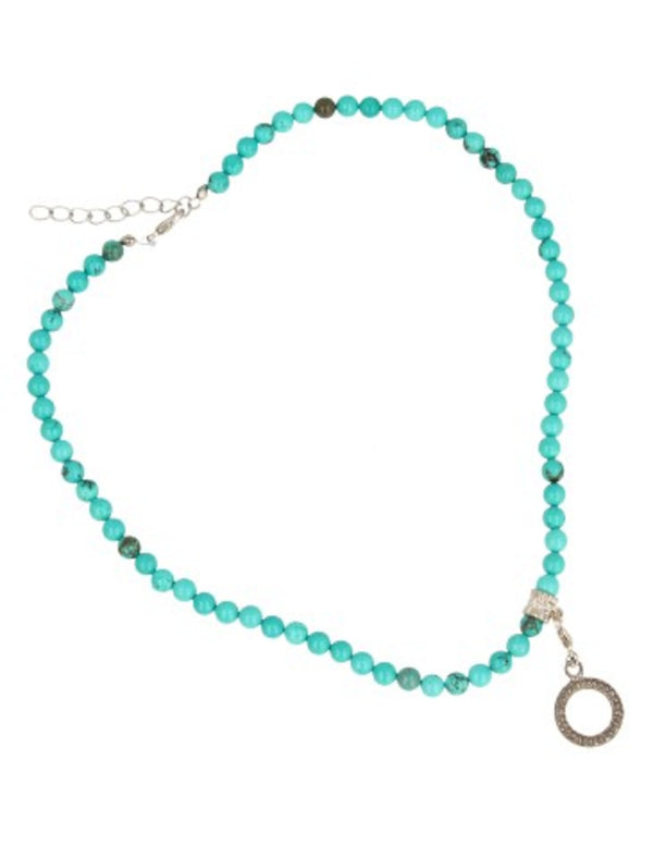 Fashion edelsteen ketting Howliet blauw 6mm kralen (bijgekleurd)