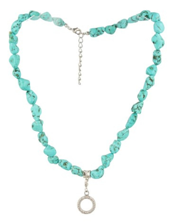 Fashion edelsteen ketting Howliet blauw nugget (bijgekleurd)