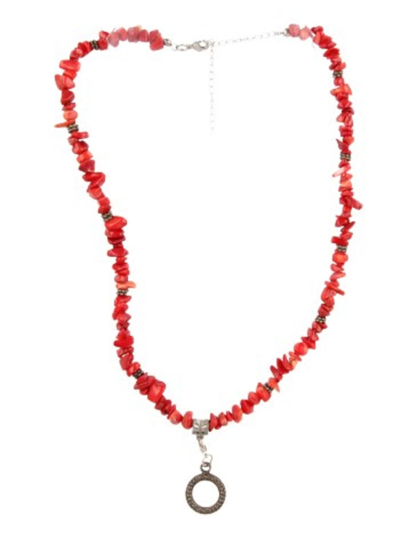 Fashion ketting Koraal donker (imitatie)