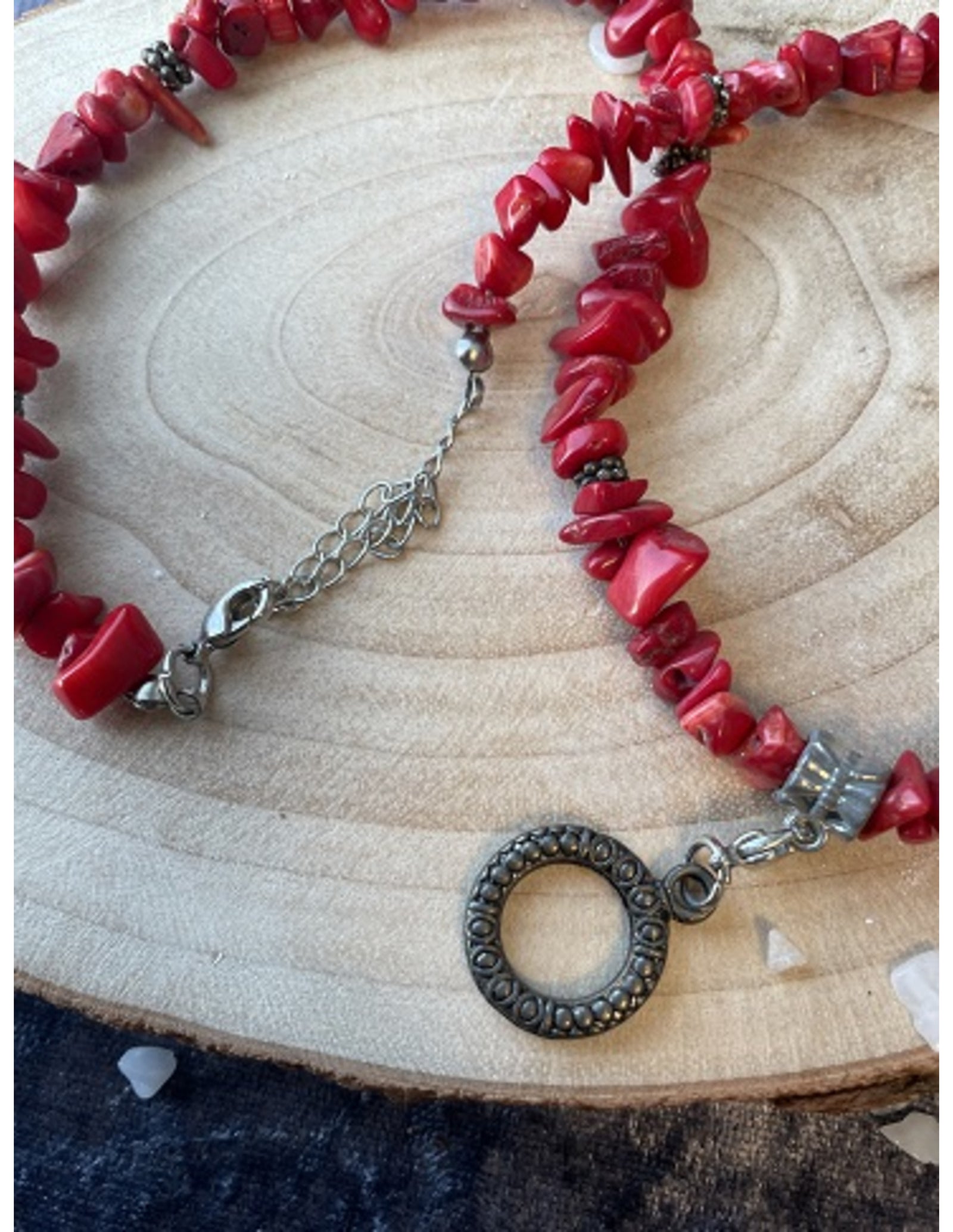 Fashion ketting Koraal donker (imitatie)