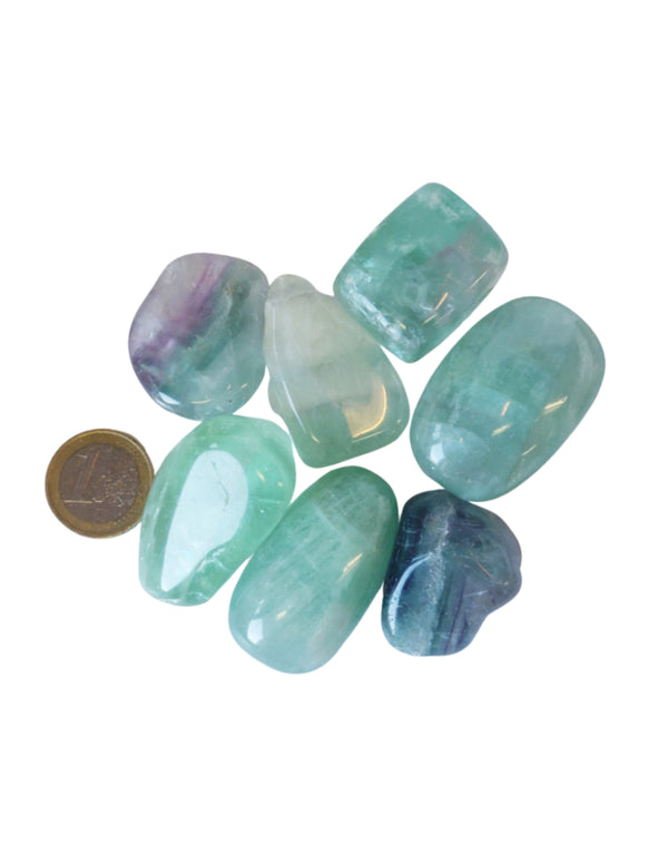 Fluoriet regenboog 250 gr. edelsteen trommelstenen (mt3)