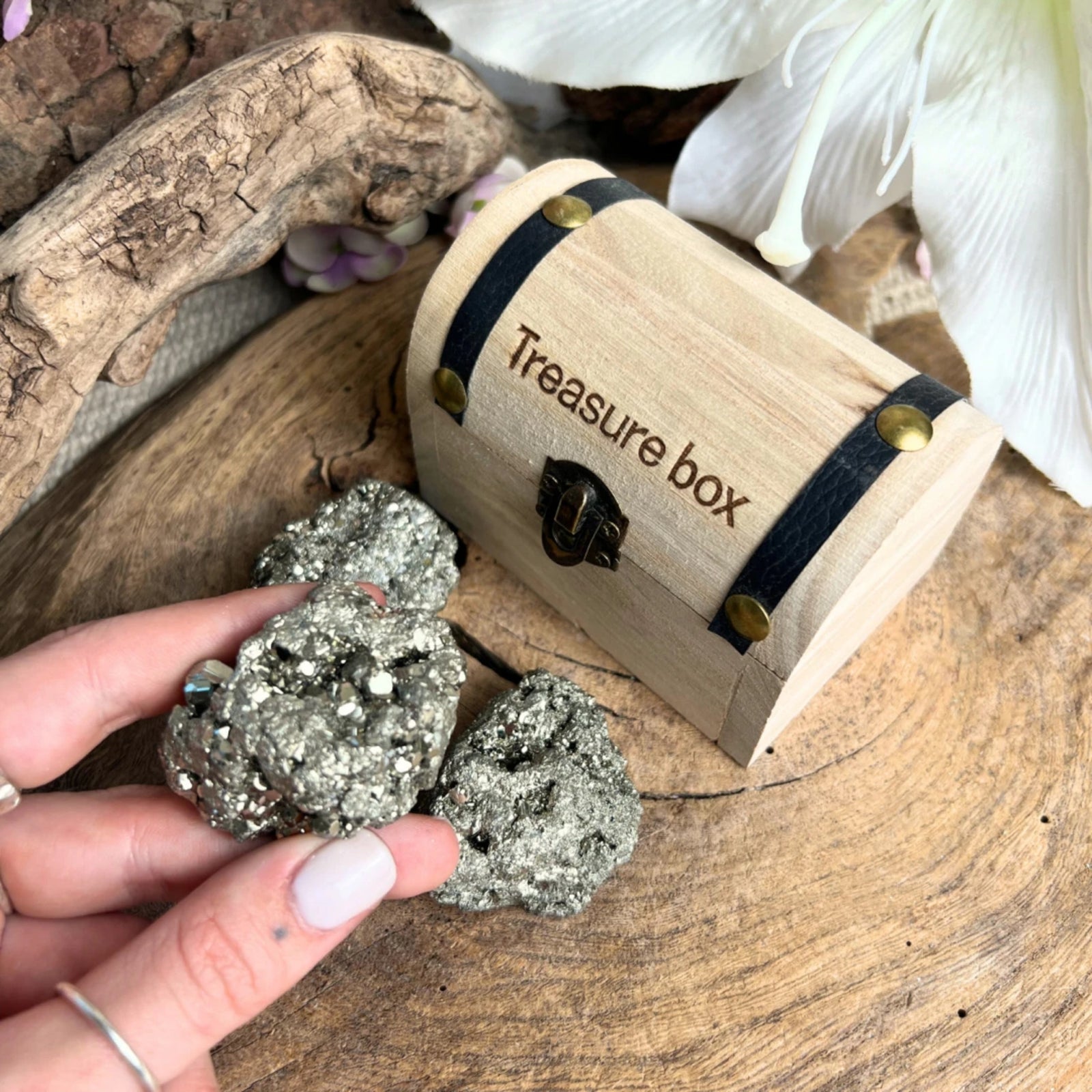Fool's Gold Treasure box (schatkistje met ruwe pyriet brokjes)